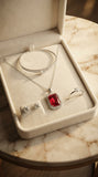 Royal Ruby Crystal 4-Piece Jewellery Gift Set | Pendant Necklace, Adjustable Ring, Bracelet & Stud Earrings