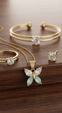Butterfly Crystal 4-Piece Gold Jewellery Gift Set | Necklace, Bracelet, Ring & Stud Earrings