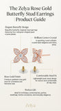 Rose Gold Butterfly Crystal Stud Earrings | Premium Floral Earrings for Women