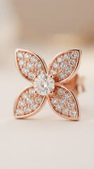 Rose Gold Butterfly Crystal Stud Earrings | Premium Floral Earrings for Women