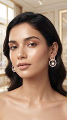 Rose Gold Crystal Circle Drop Earrings | Premium Pavé Hoop Earrings for Women
