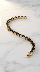 Gold & Black Oval Tennis Bracelet for Women | Premium Crystal Bracelet