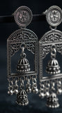 Oxidized Temple Jhumka Drop Earrings for Women | Traditional Antique Silver Earrings
