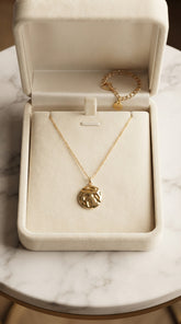 Zelya Anti-Tarnish Gold Sculpted Round Pendant Necklace
