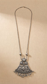 Oxidised Tribal Eye Pendant Necklace