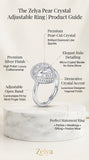 Zelya Pear Halo Statement Ring for Women | Pear-Cut Crystal Adjustable Ring | Silver Finish Cocktail Ring