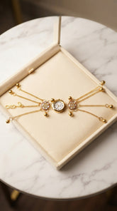 Kashmiri Heritage Bracelet Watch for Women | Gold-Plated Kundan Floral Bracelet Watch | Traditional Ethnic Jewelry Watch