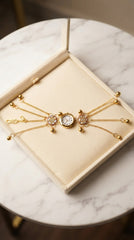 Kashmiri Heritage Bracelet Watch for Women | Gold-Plated Kundan Floral Bracelet Watch | Traditional Ethnic Jewelry Watch
