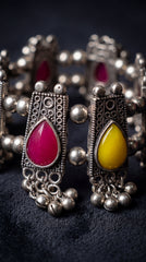 Boho Multicolor Stone Oxidised Statement Bracelet