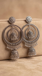 Royal Chandbali Oxidised Jhumka Earrings