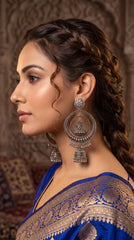 Royal Chandbali Oxidised Jhumka Earrings