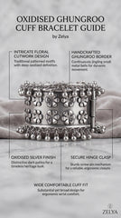Floral Ghungroo Oxidised Statement Cuff Bracelet
