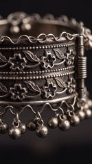 Vintage Oxidised Ghungroo Cuff Bracelet