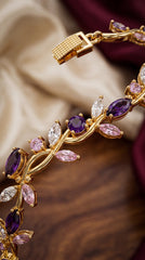 Zelya Enchanted Blossom Vine Bracelet | Multi-Stone Floral Gold Bracelet for Women