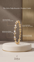 Zelya Crystal Tulip Vine Bracelet | Luxury Gold Floral Bracelet for Women