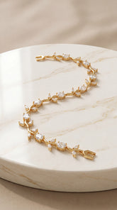 Zelya Crystal Tulip Vine Bracelet | Luxury Gold Floral Bracelet for Women