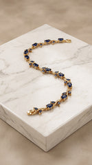 Zelya Sapphire Tulip Bracelet | Elegant Blue Crystal Gold Bracelet for Women