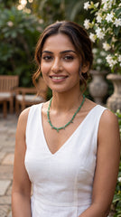 Zelya Emerald Aura Natural Stone Necklace | Green Crystal Beaded Necklace