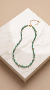 Zelya Emerald Aura Natural Stone Necklace | Green Crystal Beaded Necklace