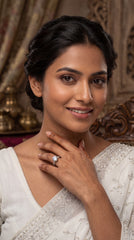 Zelya Royal Solitaire Crystal Ring for Women | Luxury Silver Zircon Ring