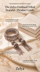 Zelya Boho Tassel Oxidised Bracelet | Traditional Silver Statement Bracelet
