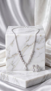 Zelya Crystal Floral Necklace & Earrings Set | Silver-Tone Bridal Jewelry Set