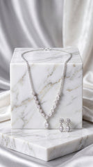 Zelya Crystal Floral Necklace & Earrings Set | Silver-Tone Bridal Jewelry Set
