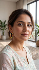Zelya Pastel Crystal Hoop Earrings for Women | Multicolor Beaded Statement Earrings