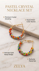 Zelya Pastel Crystal Hoop Earrings for Women | Multicolor Beaded Statement Earrings