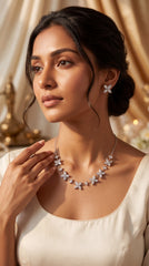 Floral Crystal Necklace Set with Earrings