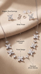 Floral Crystal Necklace Set with Earrings