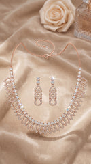 Rose Gold Crystal Necklace Set with Earrings