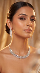 Diamond Finish Necklace Set with Earrings