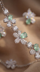 Delicate Pastel Crystal Necklace Set with Earrings