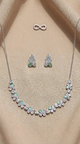 Delicate Pastel Crystal Necklace Set with Earrings