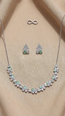 Delicate Pastel Crystal Necklace Set with Earrings
