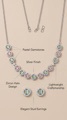 Blush Crystal Necklace Set with Earrings