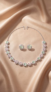 Blush Crystal Necklace Set with Earrings