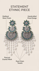 Astera Oxidised Pearl Earrings