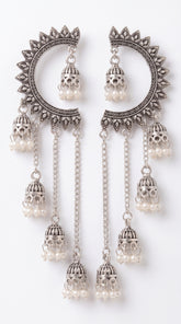 Zephyra Oxidised Chandbali Jhumkas