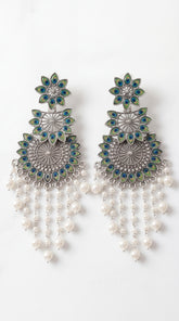 Astera Oxidised Pearl Earrings