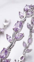 Silver Tulip Pink Crystal Bracelet