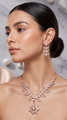 Rosé Bloom Crystal Necklace Set