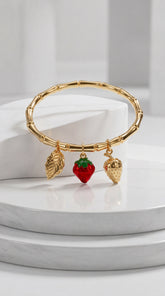 Berry Bloom Charm Gold Bracelet