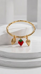 Berry Bloom Charm Gold Bracelet