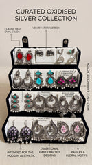 Set of 12 Oxidized Designer Earrings with Folding Jewelry Box | Zelya