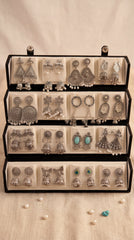 Set of 16 Oxidized Designer Earrings with Premium Folding Jewelry Box | Zelya