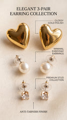 Luna Trio Korean Earring Set (3 Pairs)
