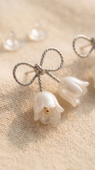 Lily Bow Pearl Korean Earrings
