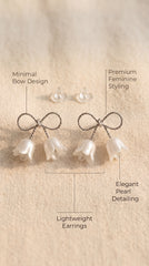 Lily Bow Pearl Korean Earrings